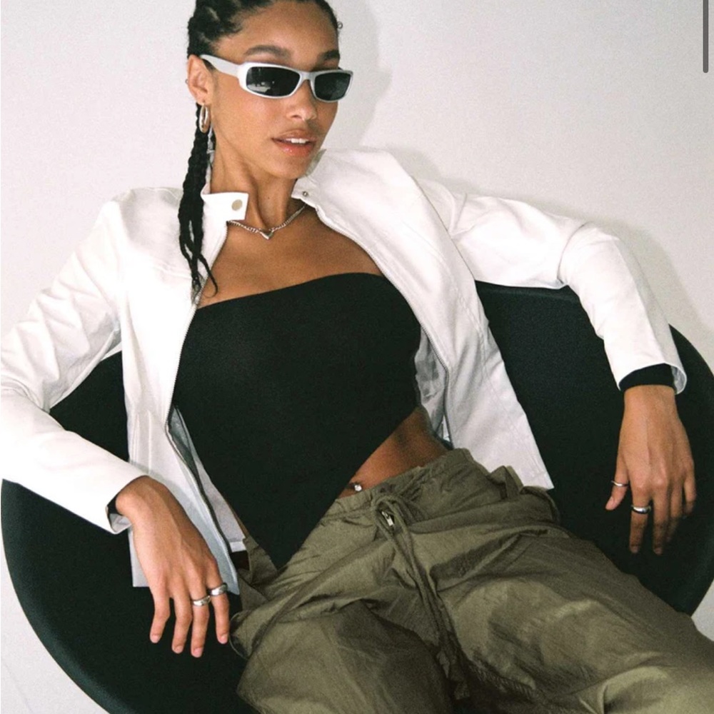 Motel Olivia Faux Leather Jacket White